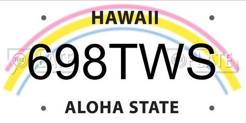 698TWS Hawaii License Plate
