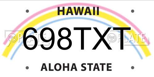 698TXT Hawaii License Plate