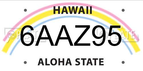 6AAZ95 Hawaii License Plate