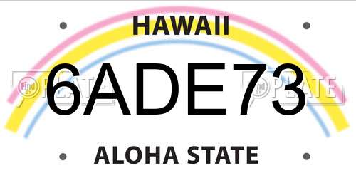 6ADE73 Hawaii License Plate