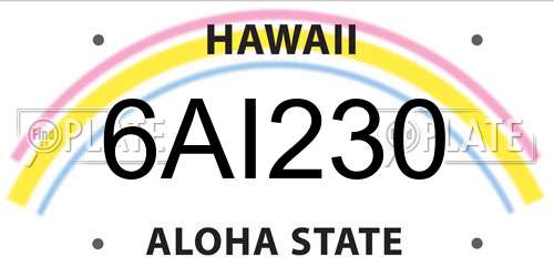 6AI230 Hawaii License Plate