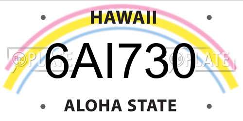 6AI730 Hawaii License Plate