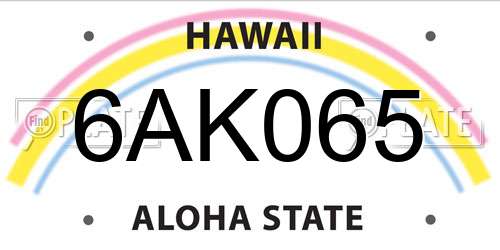 6AK065 Hawaii License Plate