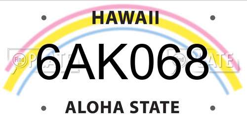 6AK068 Hawaii License Plate