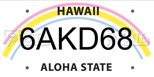 6AKD68 Hawaii License Plate