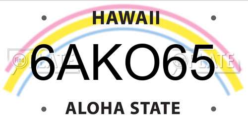 6AKO65 Hawaii License Plate