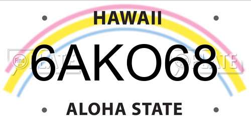 6AKO68 Hawaii License Plate