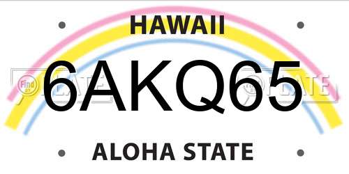 6AKQ65 Hawaii License Plate