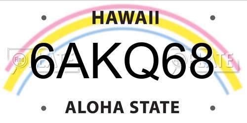 6AKQ68 Hawaii License Plate
