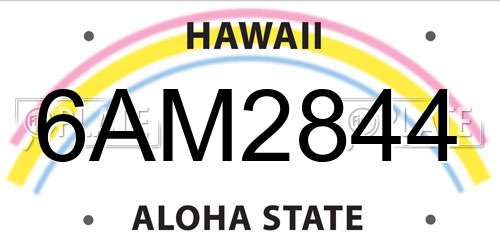 6AM2844 Hawaii License Plate