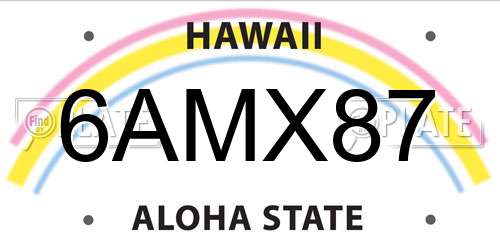 6AMX87 Hawaii License Plate