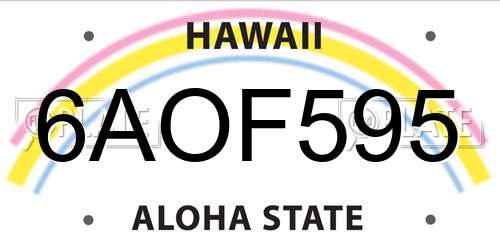 6AOF595 Hawaii License Plate