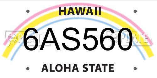 6AS560 Hawaii License Plate