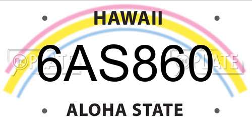 6AS860 Hawaii License Plate