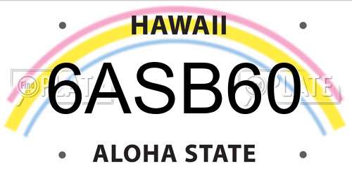 6ASB60 Hawaii License Plate