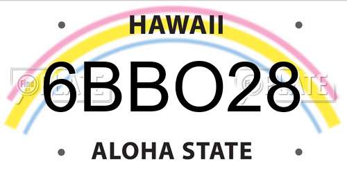 6BBO28 Hawaii License Plate