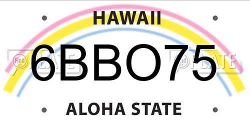 6BBO75 Hawaii License Plate