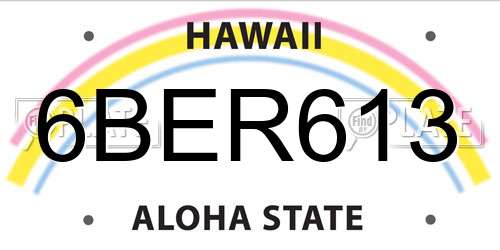 6BER613 Hawaii License Plate