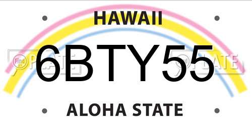 6BTY55 Hawaii License Plate