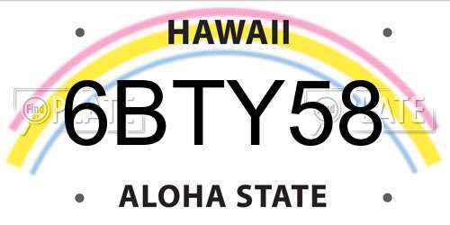 6BTY58 Hawaii License Plate