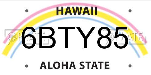 6BTY85 Hawaii License Plate