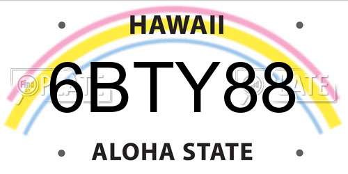 6BTY88 Hawaii License Plate