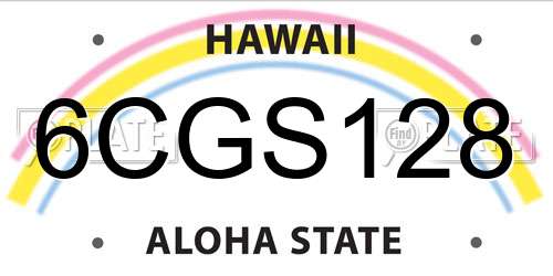 6CGS128 Hawaii License Plate