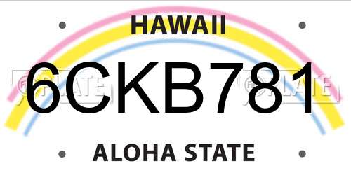 6CKB781 Hawaii License Plate