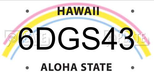 6DGS43 Hawaii License Plate
