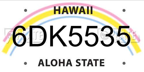 6DK5535 Hawaii License Plate