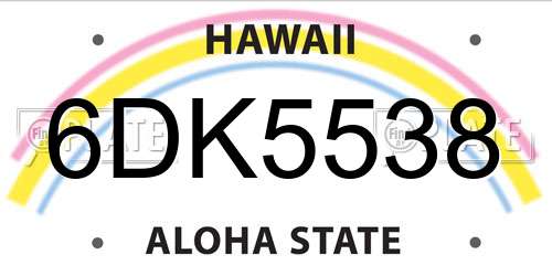 6DK5538 Hawaii License Plate