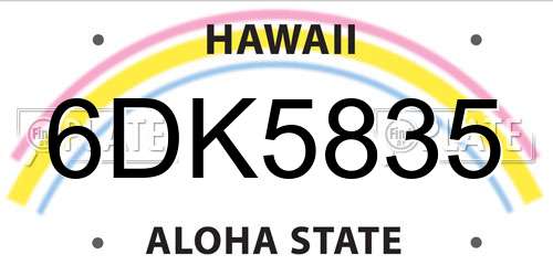 6DK5835 Hawaii License Plate