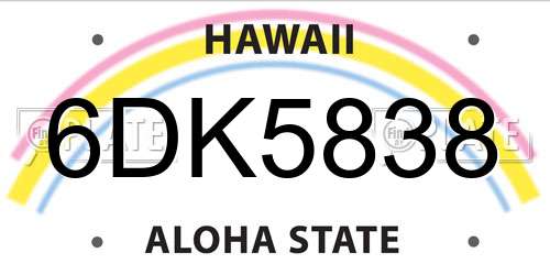 6DK5838 Hawaii License Plate
