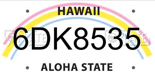 6DK8535 Hawaii License Plate