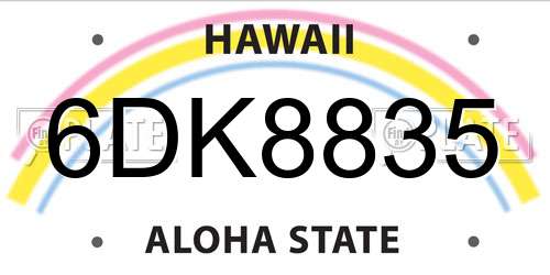 6DK8835 Hawaii License Plate