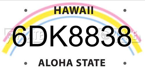 6DK8838 Hawaii License Plate