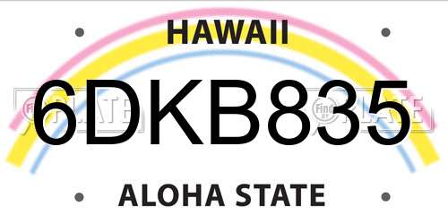 6DKB835 Hawaii License Plate
