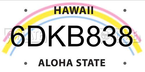 6DKB838 Hawaii License Plate
