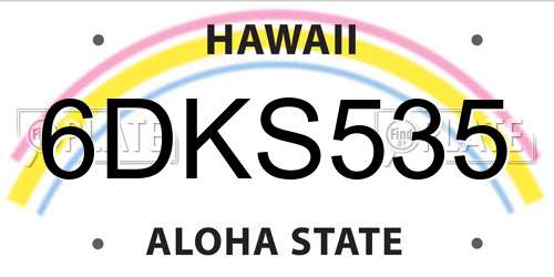 6DKS535 Hawaii License Plate