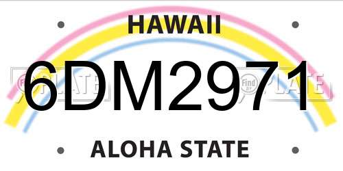6DM2971 Hawaii License Plate