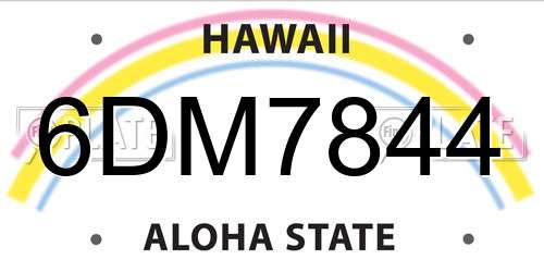 6DM7844 Hawaii License Plate