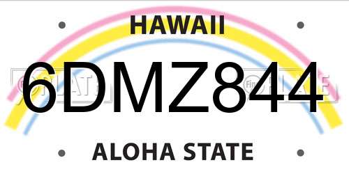 6DMZ844 Hawaii License Plate