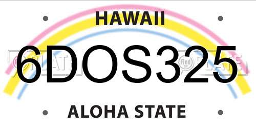 6DOS325 Hawaii License Plate