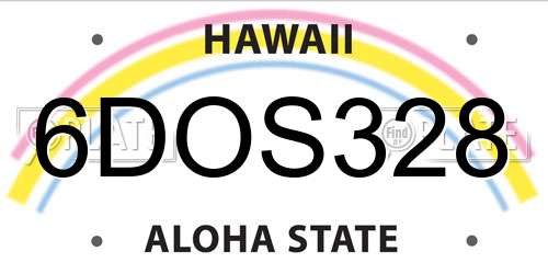 6DOS328 Hawaii License Plate