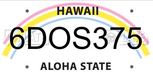 6DOS375 Hawaii License Plate