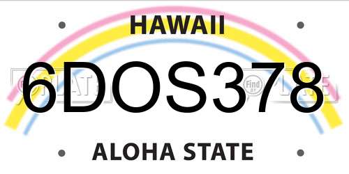6DOS378 Hawaii License Plate