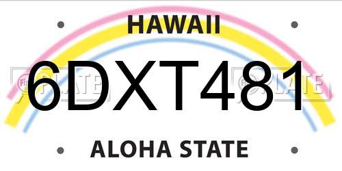 6DXT481 Hawaii License Plate