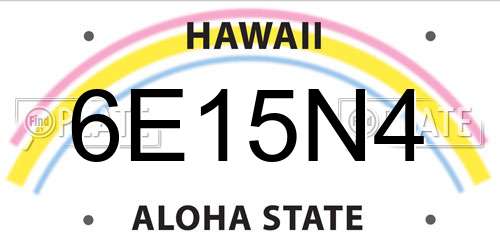 6E15N4 Hawaii License Plate