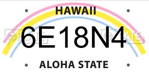 6E18N4 Hawaii License Plate