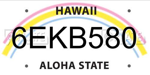 6EKB580 Hawaii License Plate